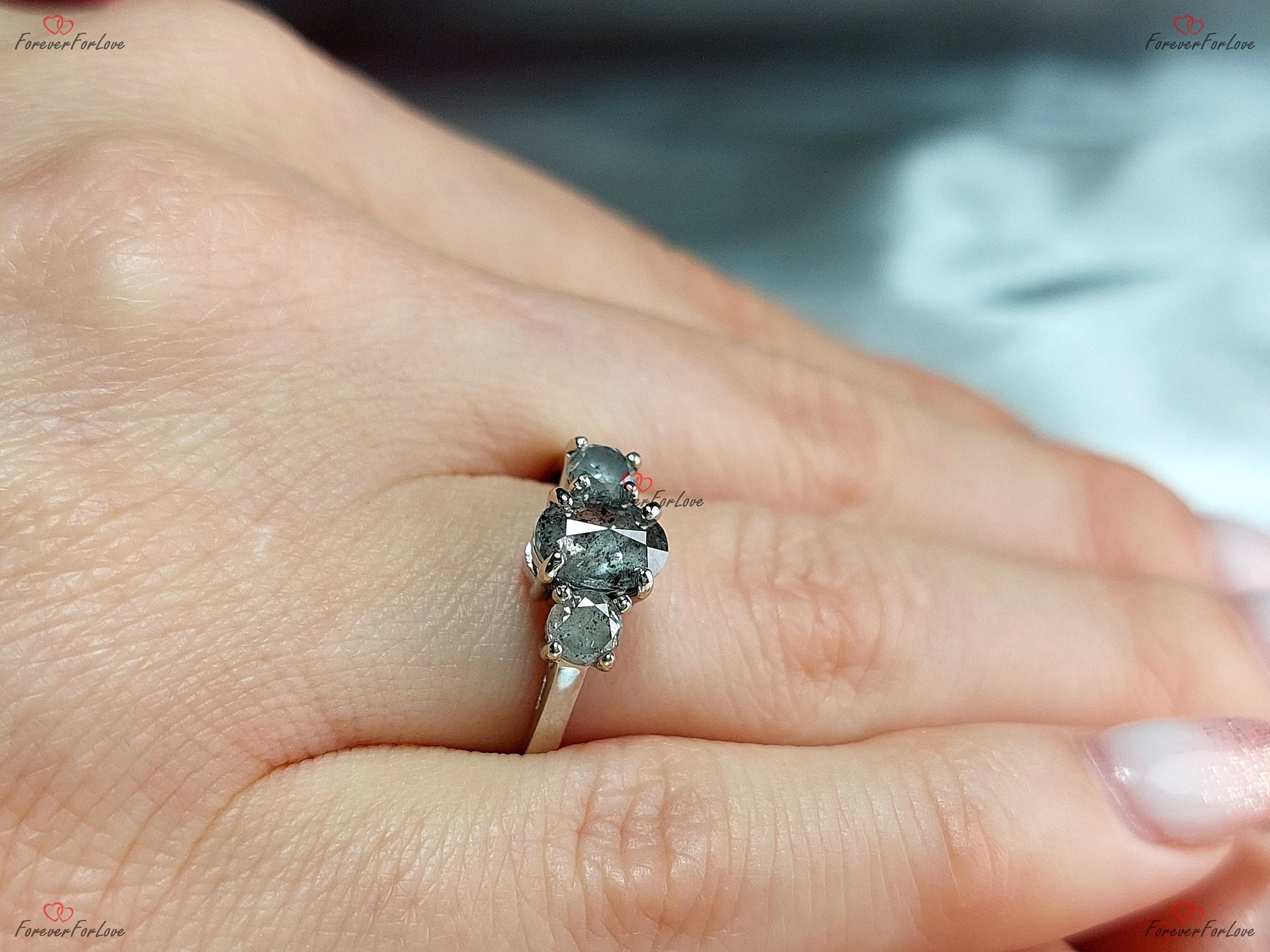 Oval Diamond Three Stone Engagement Ring