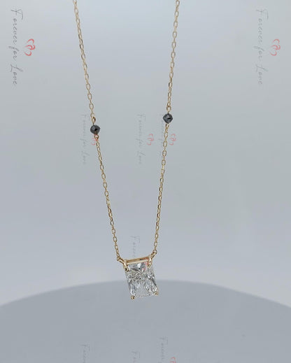 Radiant Cut Diamant Mangalsutra, Goldketten-Halskette, handgefertigter Perlenschmuck, Hochzeitskette Echte Diamanten-Halskette, Geschenk für Sie.