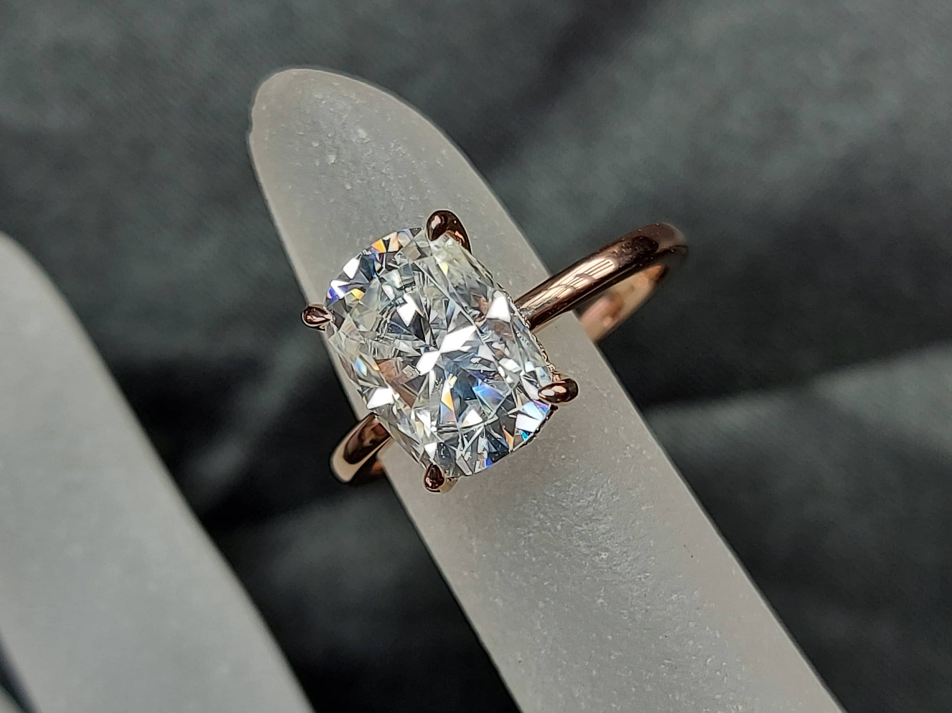 Cushion Moissanite Solitaire Engagement Ring