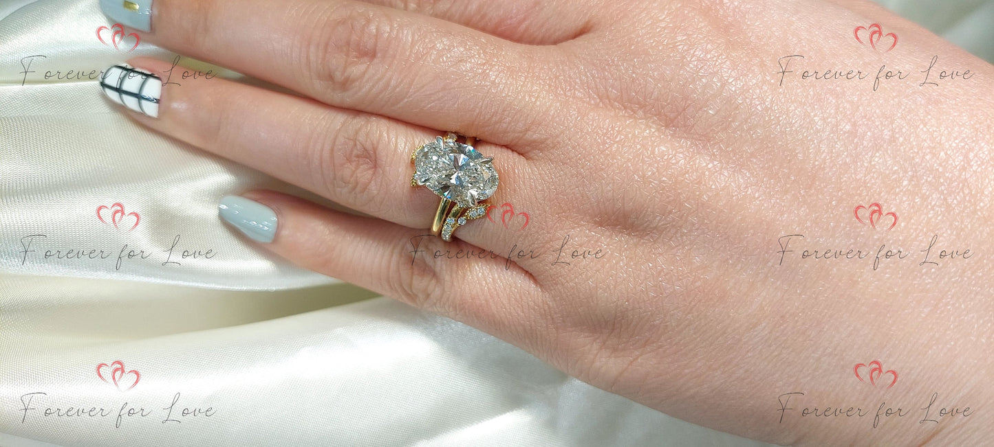 Oval Lab Diamond Eternity Band Oval cut Moissanite Brilliant Cut engagement ring in 935 Argentium Silver — custom handcrafted by Forever For Love