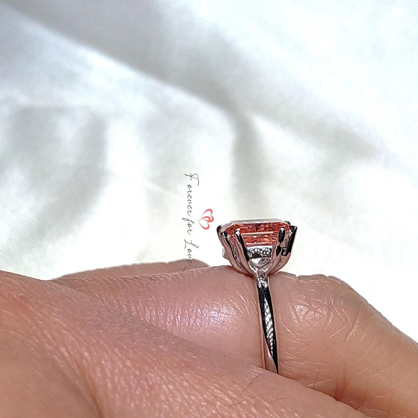 3 Ct Cushion Pink Lab Diamond Engagement Ring