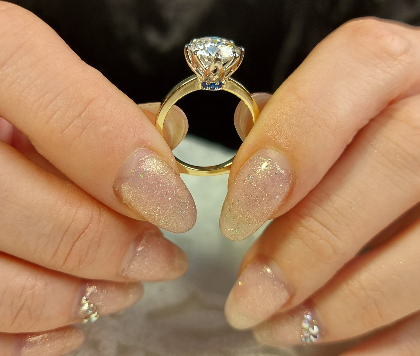 Round Cut engagement ring, women birthstone ring Solid 14K yellow gold Moissanite engagement ring vintage Bridal Anniversary gift for her. Round cut 1Ct Moissanite Brilliant Cut engagement ring in 935 Argentium Silver — custom handcrafted by Forever For Love