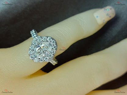 1.5 Ct Oval Diamond, Moissanite Engagement Ring