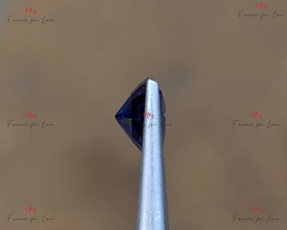 Saphir bleu bleuet 2,5 carats, Pierre précieuse naturelle de Ceylan de forme ronde, Bleu vif