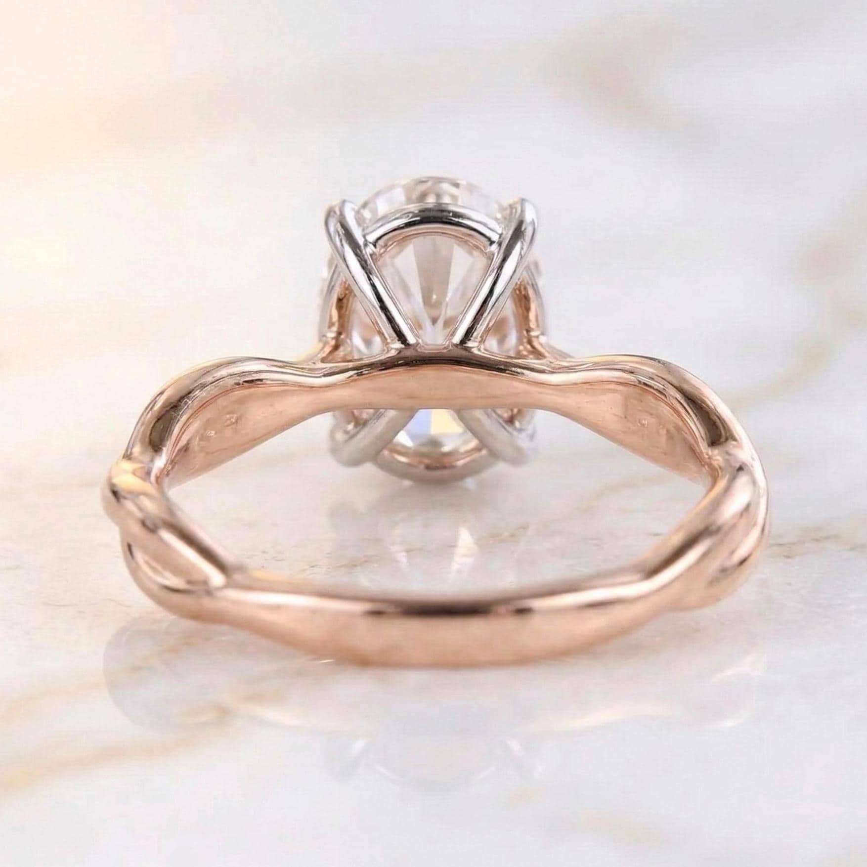 2 Carat Oval E Color VVS2 Clarity IGI Certified Lab Grown Diamond Ring with Twisted Rope Band Engagement Ring 14k Gold Perfect gift for her
