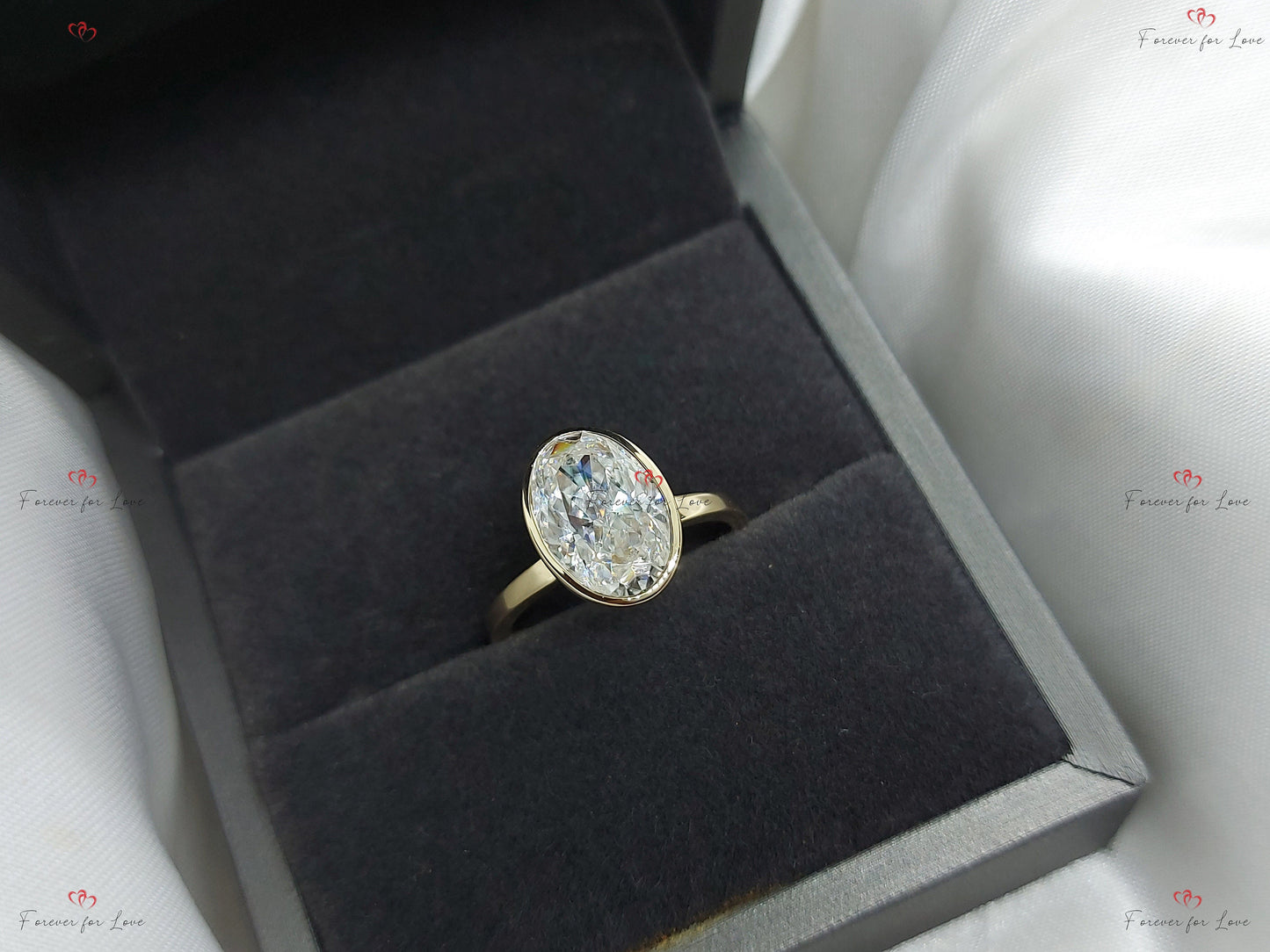 4 Ct Oval Diamond, Moissanite Solitaire Engagement Ring Oval cut 1Ct Moissanite Brilliant Cut engagement ring in 935 Argentium Silver — custom handcrafted by Forever For Love