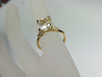 3.5 Ct Cushion Cut Engagement Ring, 3.5 CT Moissanite Engagement in Solid Gold, Elongated diamond Engagement Ring, Modern Engagement Ring.