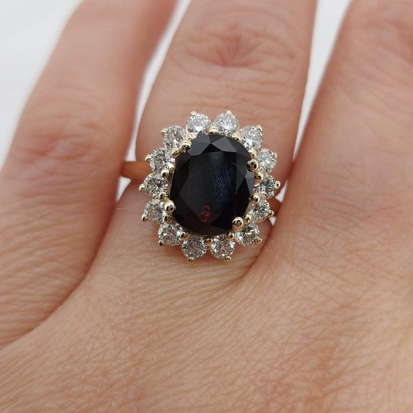 3 Ct Oval Sapphire Engagement Ring with Hidden Halo Oval cut 1Ct Natural Sapphire engagement ring in 935 Argentium Silver — custom handcrafted by Forever For Love