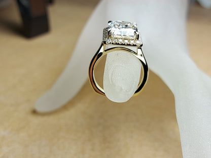 5 Ct Radiant Diamond, Moissanite Halo Engagement Ring