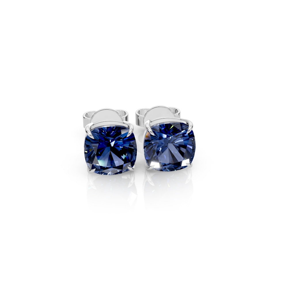 Puces d'oreilles diamant de couleur taille coussin Moissanite engagement ring in Gold or Platinum — custom handcrafted by Forever For Love