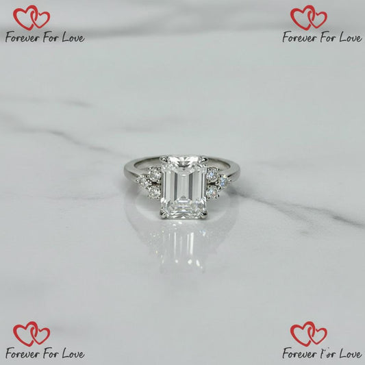 3.30 Ct IGI Certified Emerald Lab Diamond Engagement Ring
