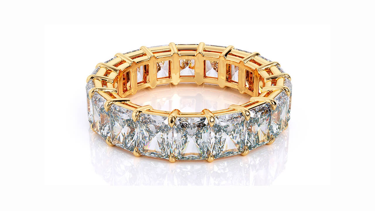 4.0 Ct Radiant Moissanite Wedding Band Radiant cut Moissanite Brilliant Cut engagement ring in 935 Argentium Silver — custom handcrafted by Forever For Love