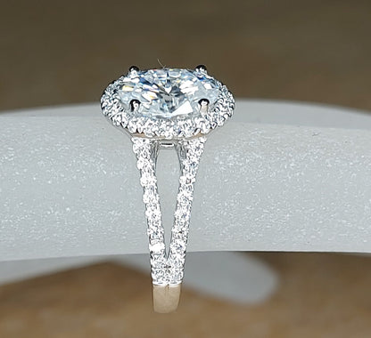 1.5 Ct Oval Diamond, Moissanite Halo Engagement Ring