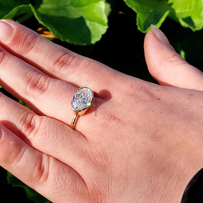 4 Ct Oval Moissanite Halo Engagement Ring