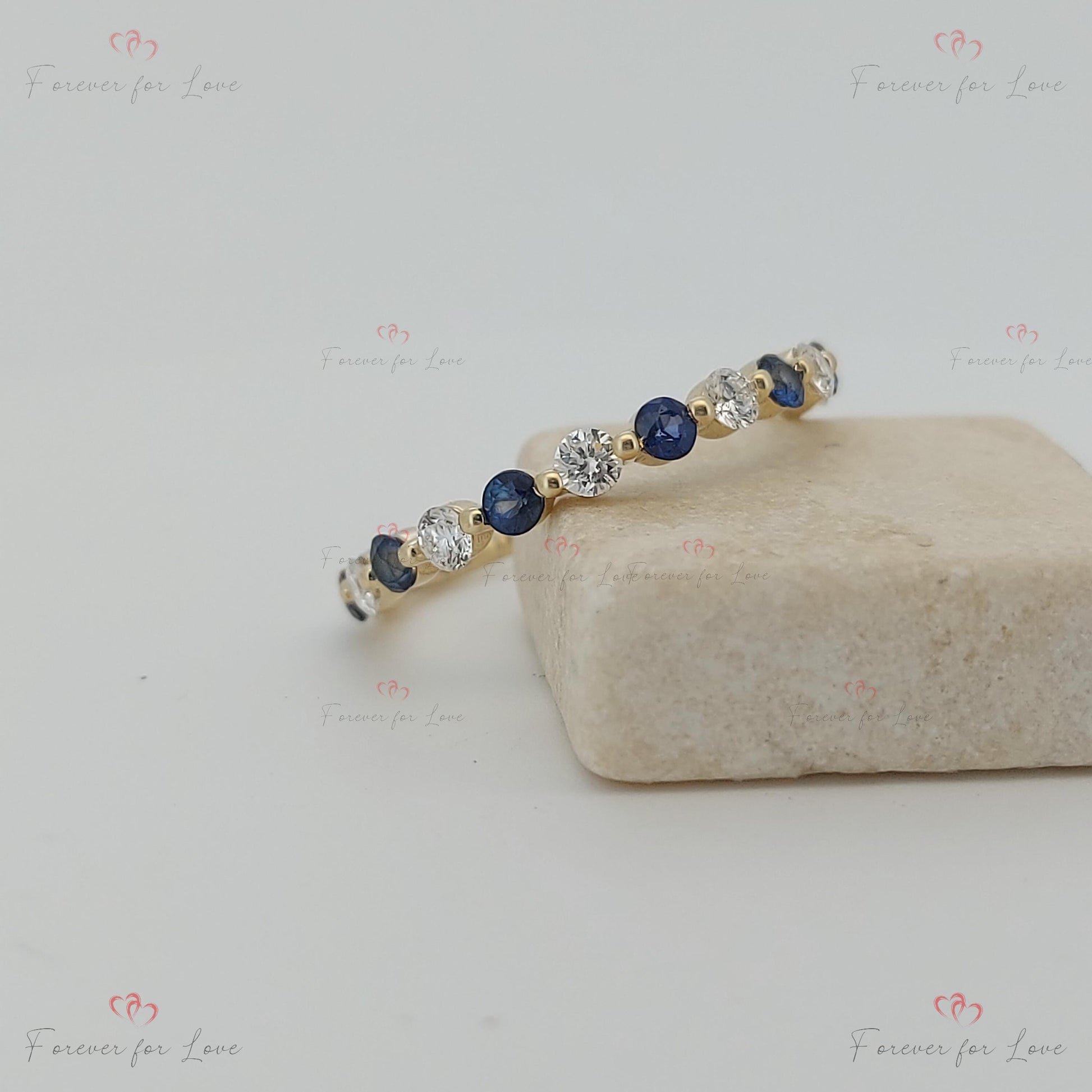 Round Diamond, Sapphire Eternity Band