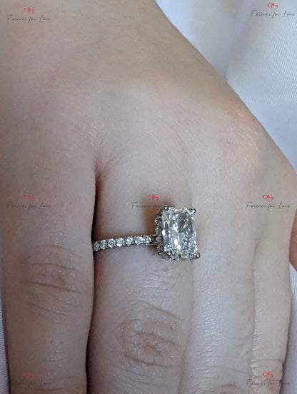 2.44 Ct IGI Certified Radiant Diamond Hidden Halo Engagement Ring