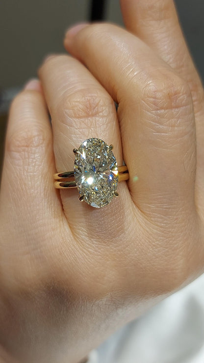 7 Ct Oval Lab Diamond Hidden Halo Engagement Ring
