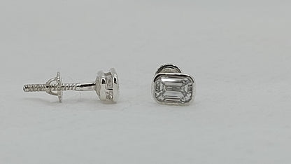Puces d'oreilles en or 14 carats avec diamants taille émeraude - 1 carat