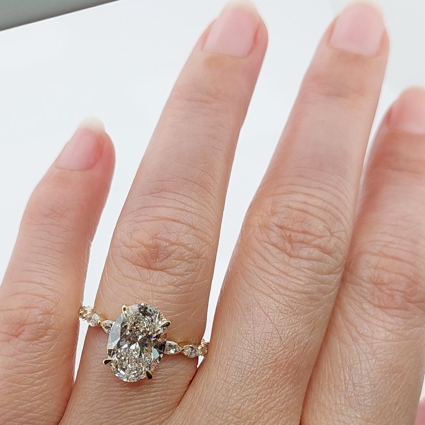 Bague Solitaire en Diamant de Laboratoire Ovale 3 carats D VVS2 Oval cut 1Ct Moissanite taille brillant engagement ring in Gold or Platinum — custom handcrafted by Forever For Love