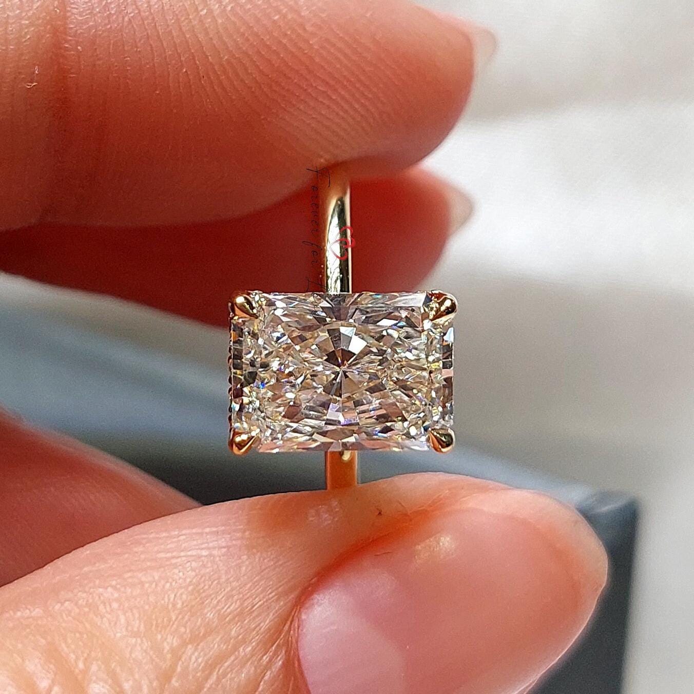 5 Ct IGI Certified Radiant Lab Diamond Hidden Halo Engagement Ring
