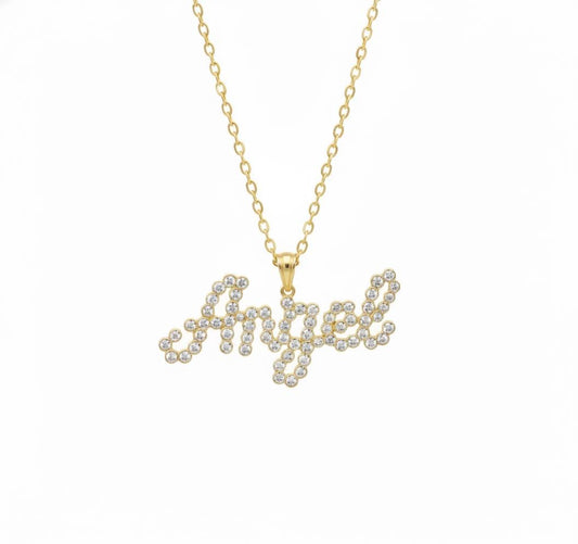 14K Solid Gold Name Necklace, Lab Diamond With Bezel Setting , Gold, Silver, Rose Gold , Personalized Gift for Her