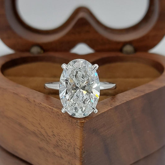 4 Ct Oval Lab Diamond Solitaire Engagement Ring