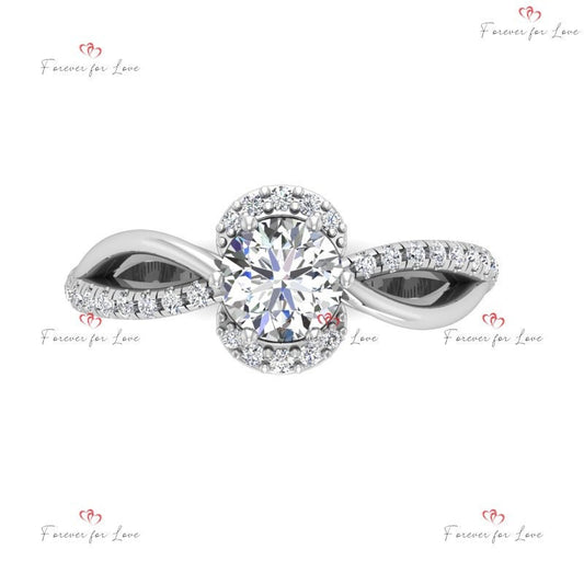 Round Natural Diamond Solitaire Engagement Ring