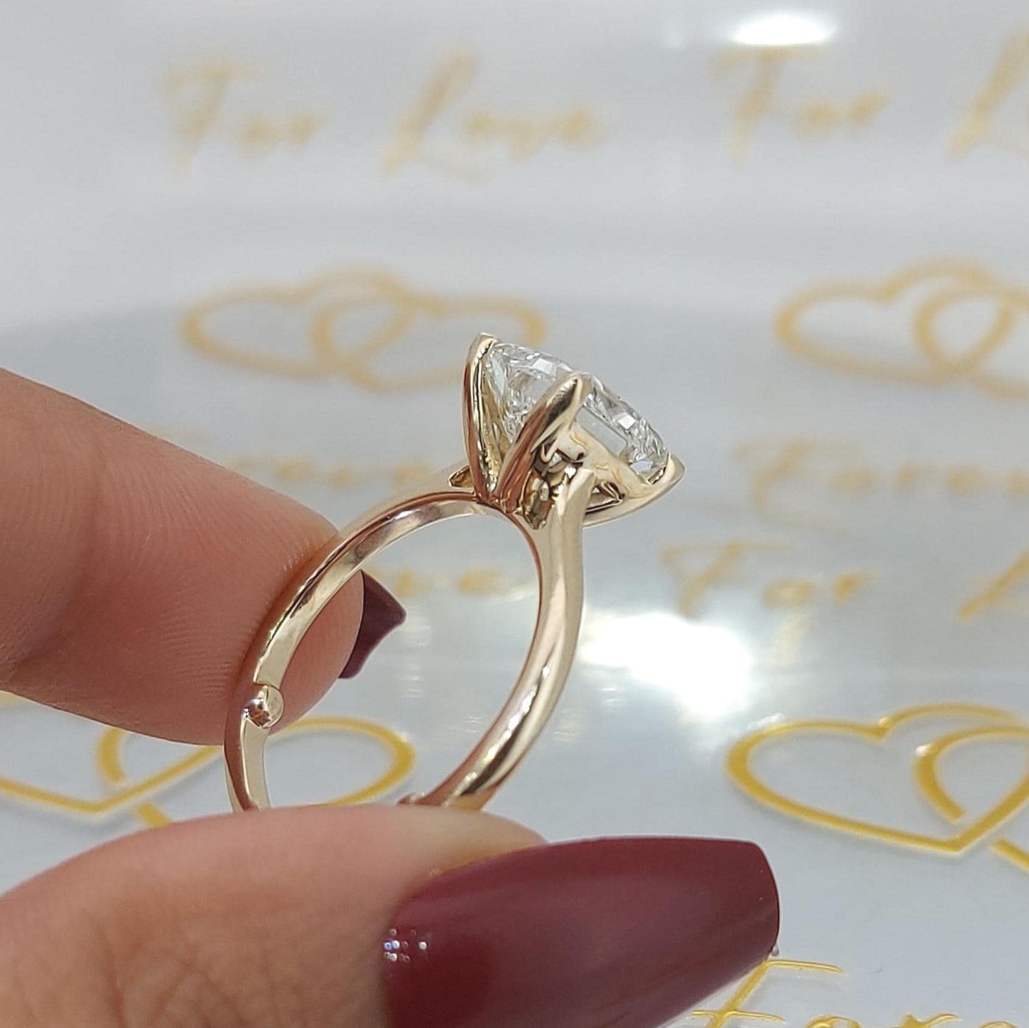3 Ct IGI Certified Princess Lab Diamond Engagement Ring Princess cut 1Ct Moissanite Brilliant Cut engagement ring in 935 Argentium Silver — custom handcrafted by Forever For Love