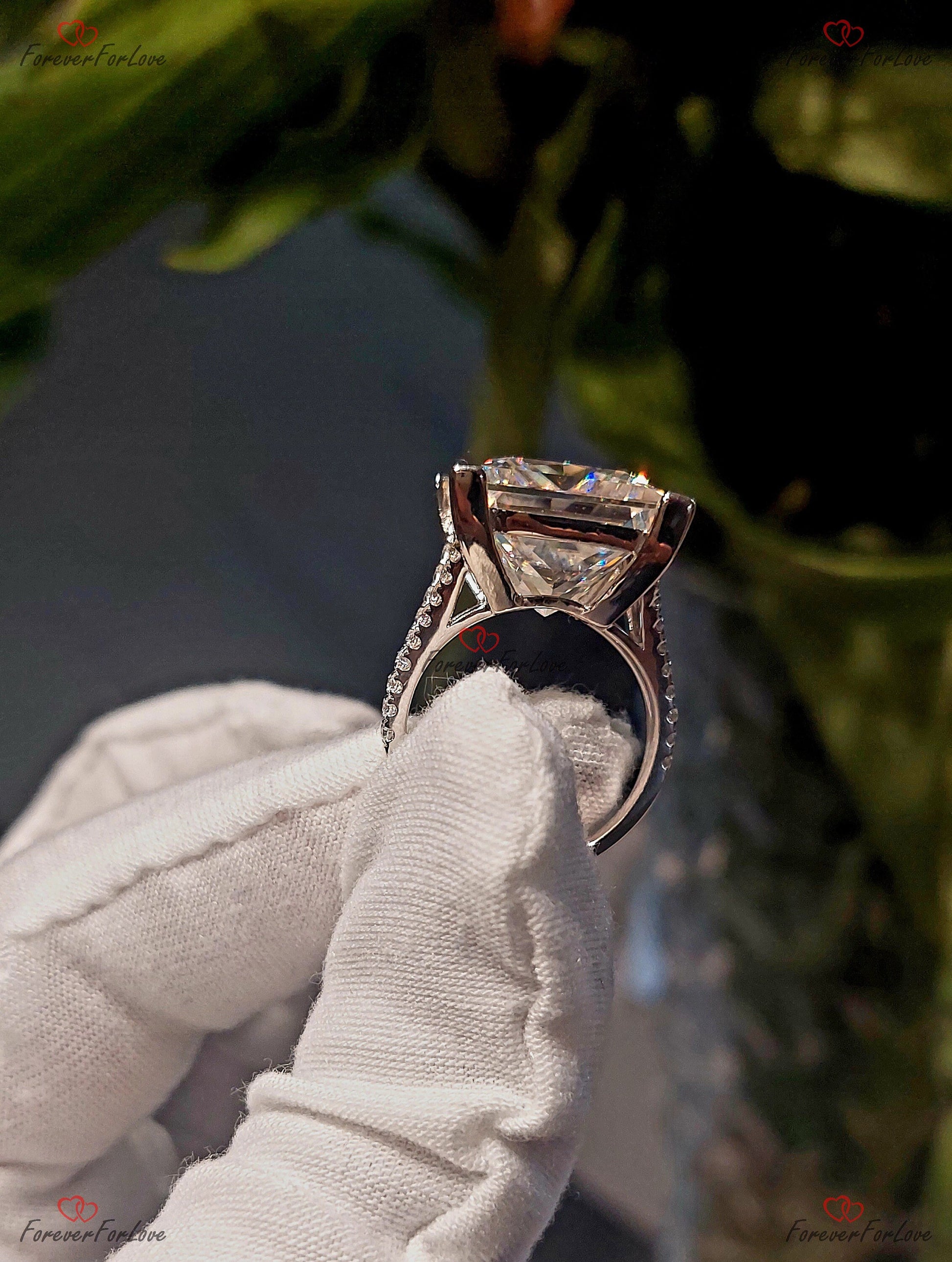10 Ct Princess Moissanite Solitaire Engagement Ring