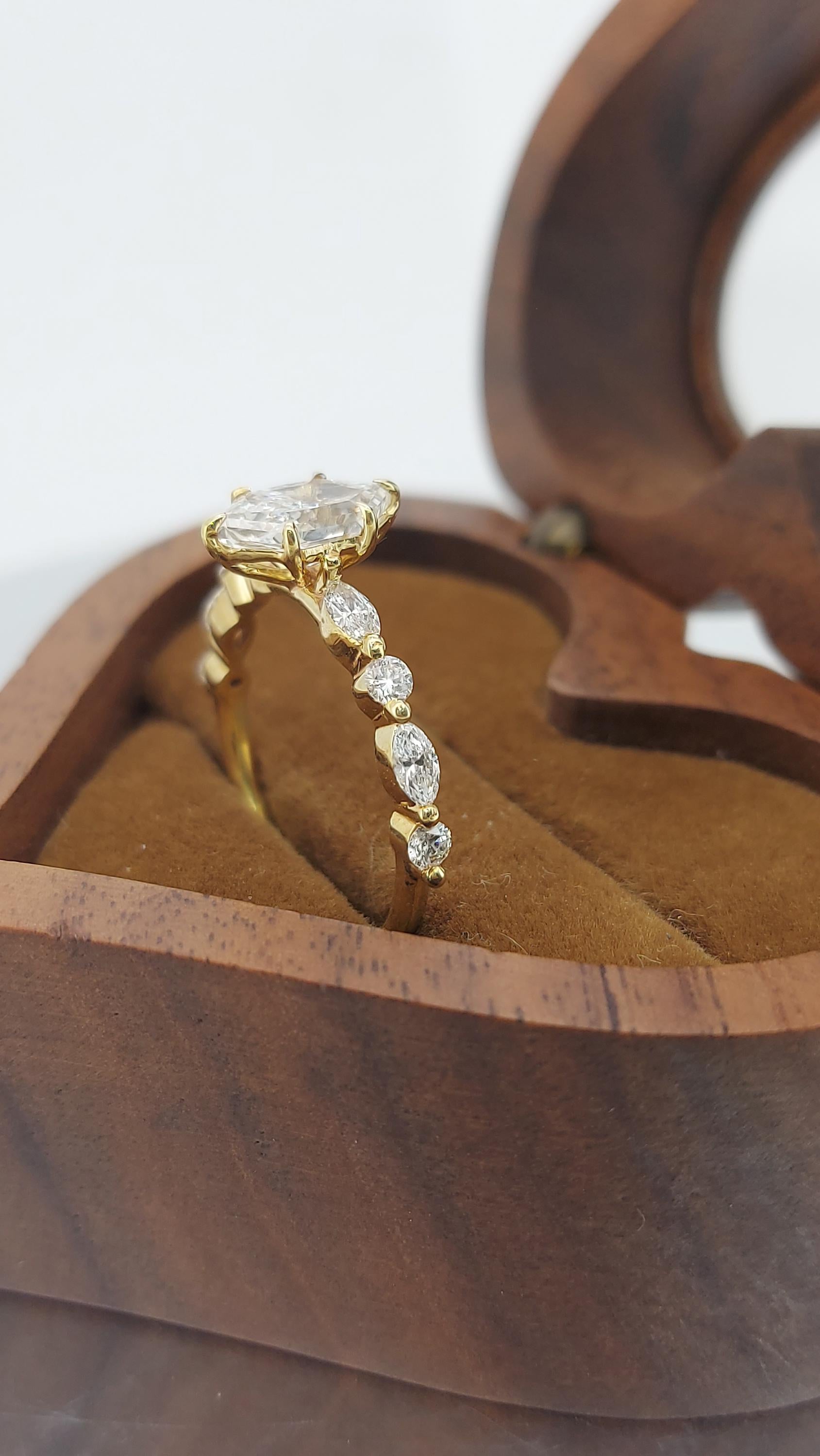 1 Carat Dutch Marquise Cut IGI Certified Lab Diamond side marquise Ring, Unique Promise Ring for Her
