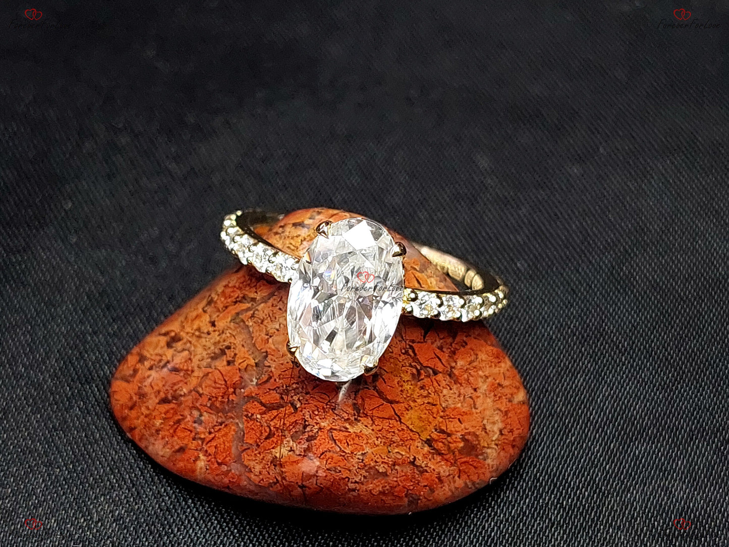 2.5 Ct Oval Moissanite Engagement Ring Oval cut 1Ct Moissanite Brilliant Cut engagement ring in 935 Argentium Silver — custom handcrafted by Forever For Love