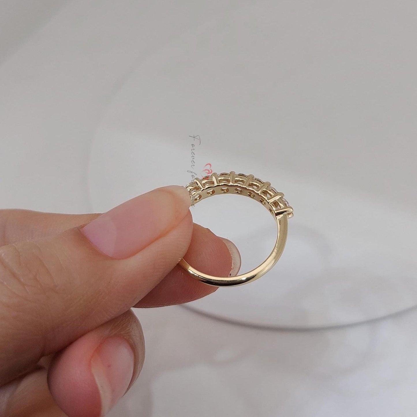 Round 3mm Lab Diamond Stackable Band Round cut Moissanite Brilliant Cut engagement ring in 935 Argentium Silver — custom handcrafted by Forever For Love