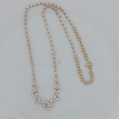 18K massives Gold Collier für die Hochzeit mit Cluster, echte Diamant Marquise Halskette, Diamant Kettenhalskette Jubiläumsgeschenk.