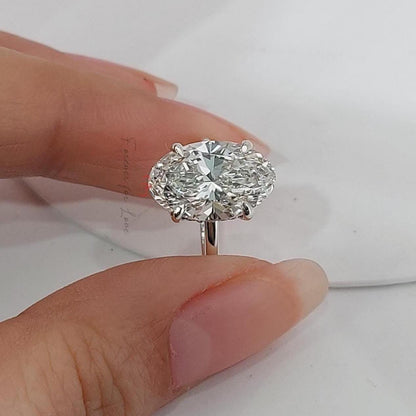 3 Ct Oval Lab Diamond Solitaire Engagement Ring