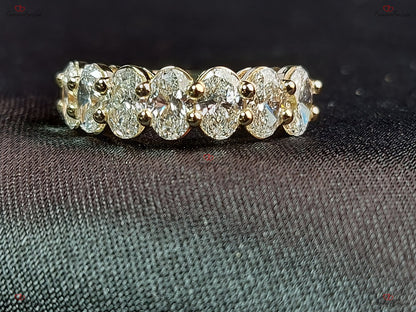 Oval Lab Diamond Half Eternity Band