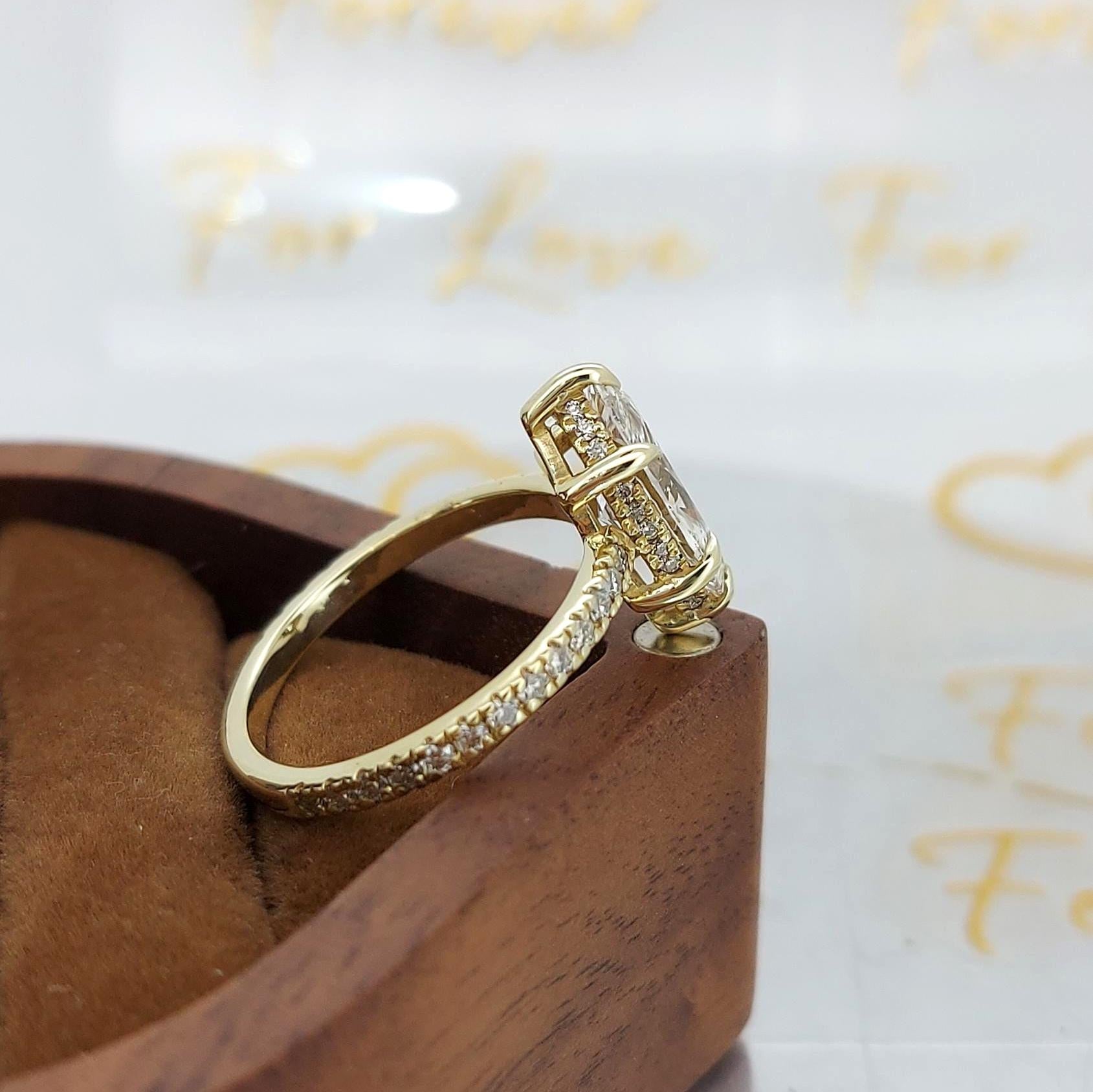 2.5 Ct IGI Certified Marquise Lab Diamond Hidden Halo Engagement Ring