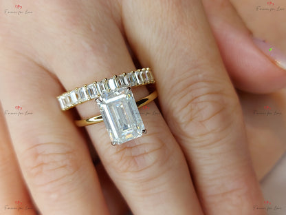 4 Ct Emerald Moissanite Eternity Band