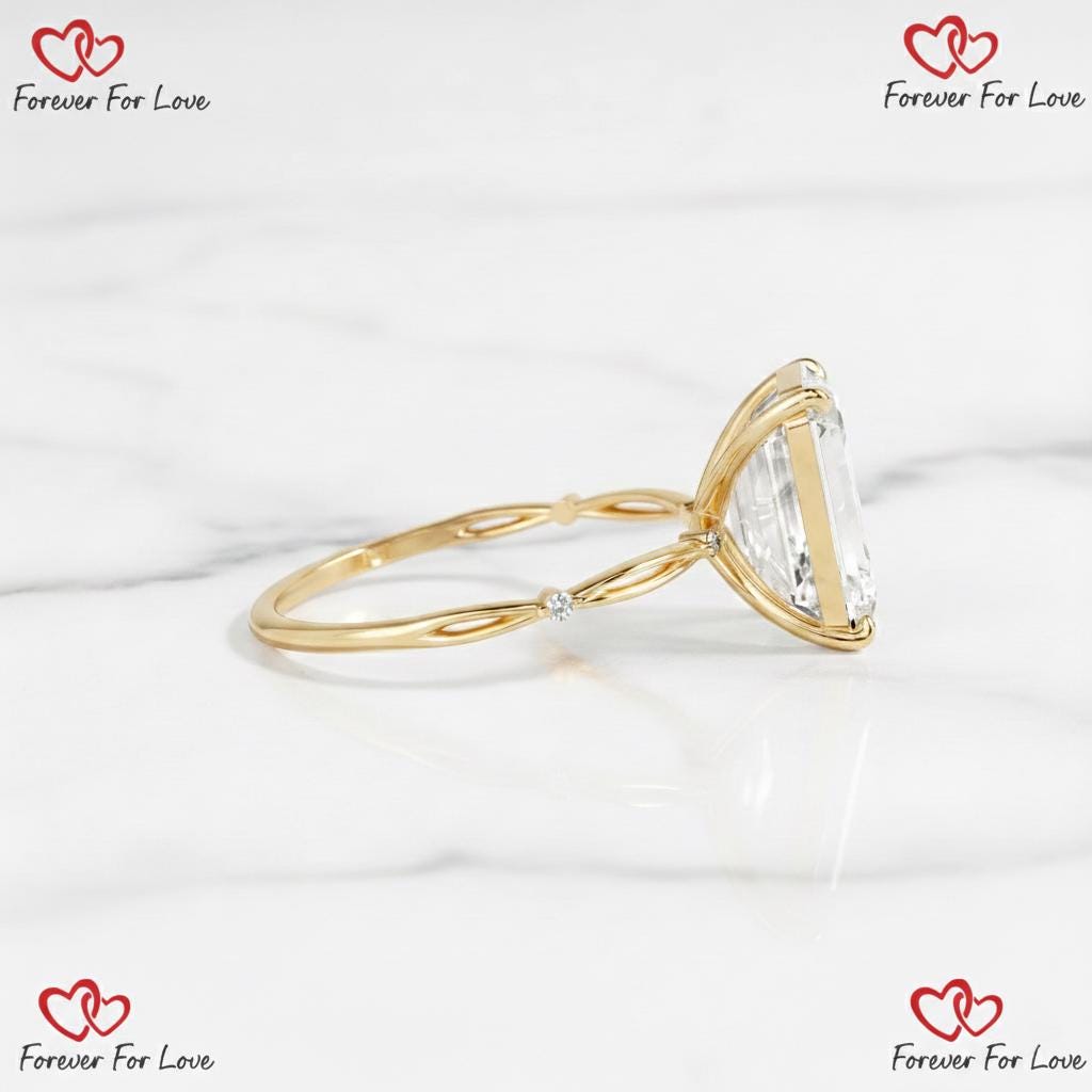 4 Karat IGI-zertifizierter Verlobungsring mit Smaragd-Labor-Diamant Emerald cut Moissanite engagement ring in 935 Argentium Silber — custom handcrafted by Forever For Love