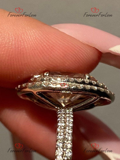 5 Ct Oval Diamond Halo Engagement Ring