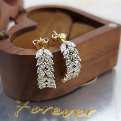 1.00 Karat Marquise Labor-Diamant Blätter Ohrringe – Geschwungene Cluster Gold Ohrringe, Alltags-Ohrringe, Labor-Diamant-Ohrringe, Perfektes Geschenk
