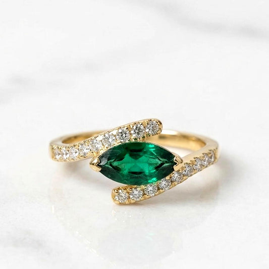 1.8 Ct Marquise Emerald Engagement Ring