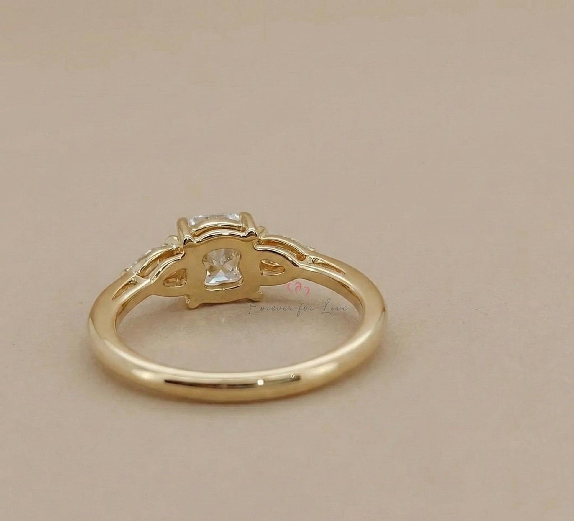 1.5 Ct IGI Certified Cushion Lab Diamond Three Stone Engagement Ring