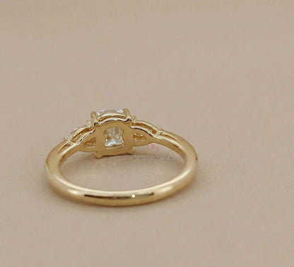 1.5 Ct IGI Certified Cushion Lab Diamond Three Stone Engagement Ring