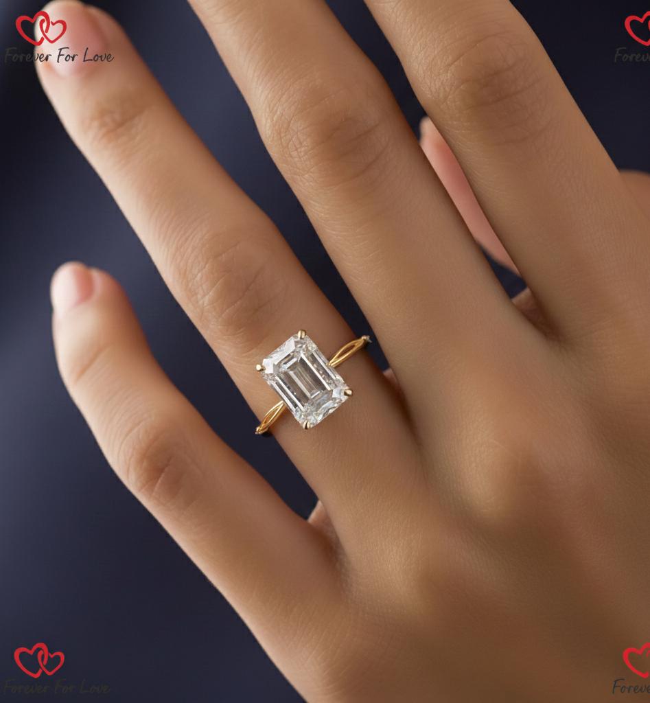 4 Ct IGI Certified Emerald Lab Diamond Engagement Ring