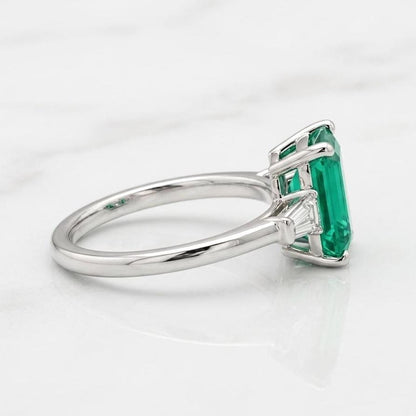 2 Ct Baguette Lab Diamond, Emerald Ring