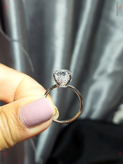4.5 Ct Oval Diamond, Moissanite Hidden Halo Engagement Ring