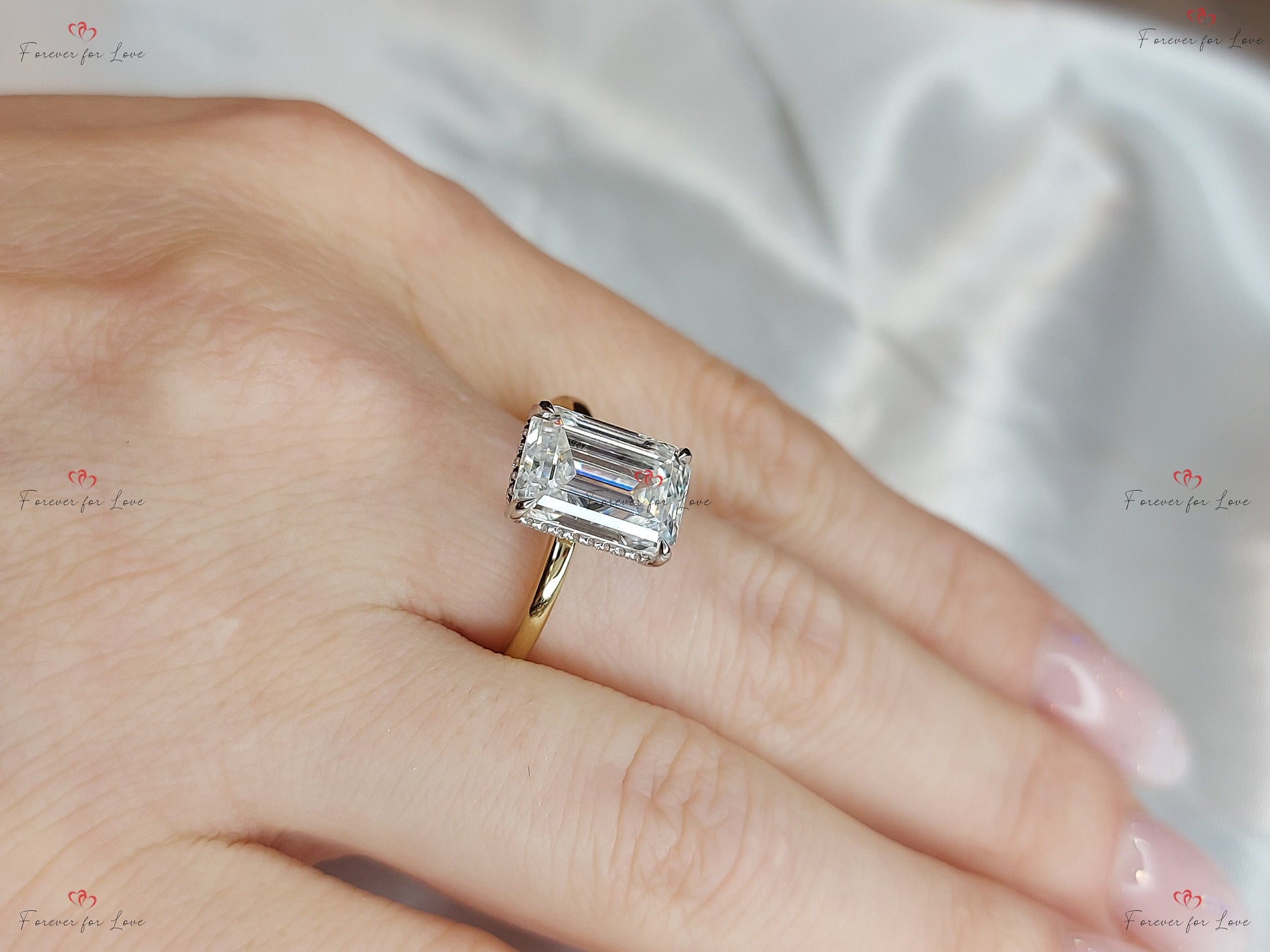 4 Ct Emerald Moissanite Eternity Band