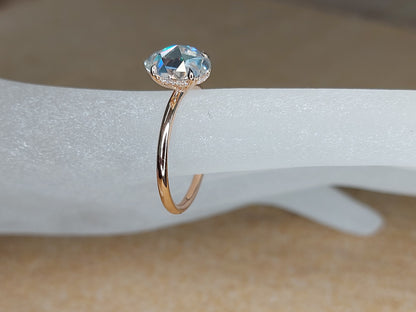 2 Ct Pear Diamond, Moissanite Hidden Halo Engagement Ring