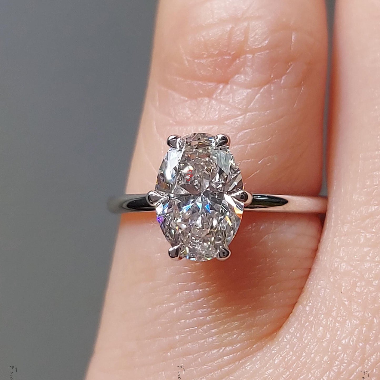1 Karat IGI-zertifizierter ovaler Diamant-Verlobungsring im Vintage-Solitär-Stil Oval cut Moissanite engagement ring in 935 Argentium Silber — custom handcrafted by Forever For Love