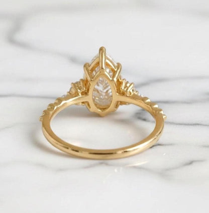 3 Ct IGI Certified Pear Lab Diamond Engagement Ring